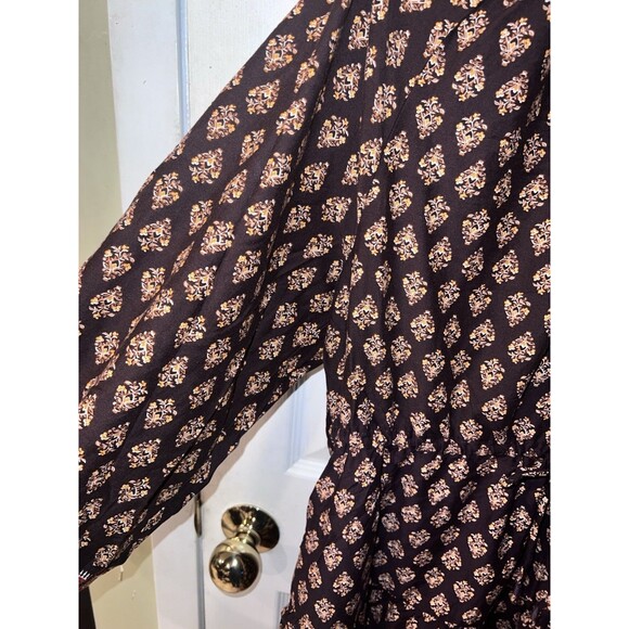 Old Navy Dress Womens 4X Brown Long Sleeve Maxi Floral Tiered Cottagecore New - Picture 7 of 12